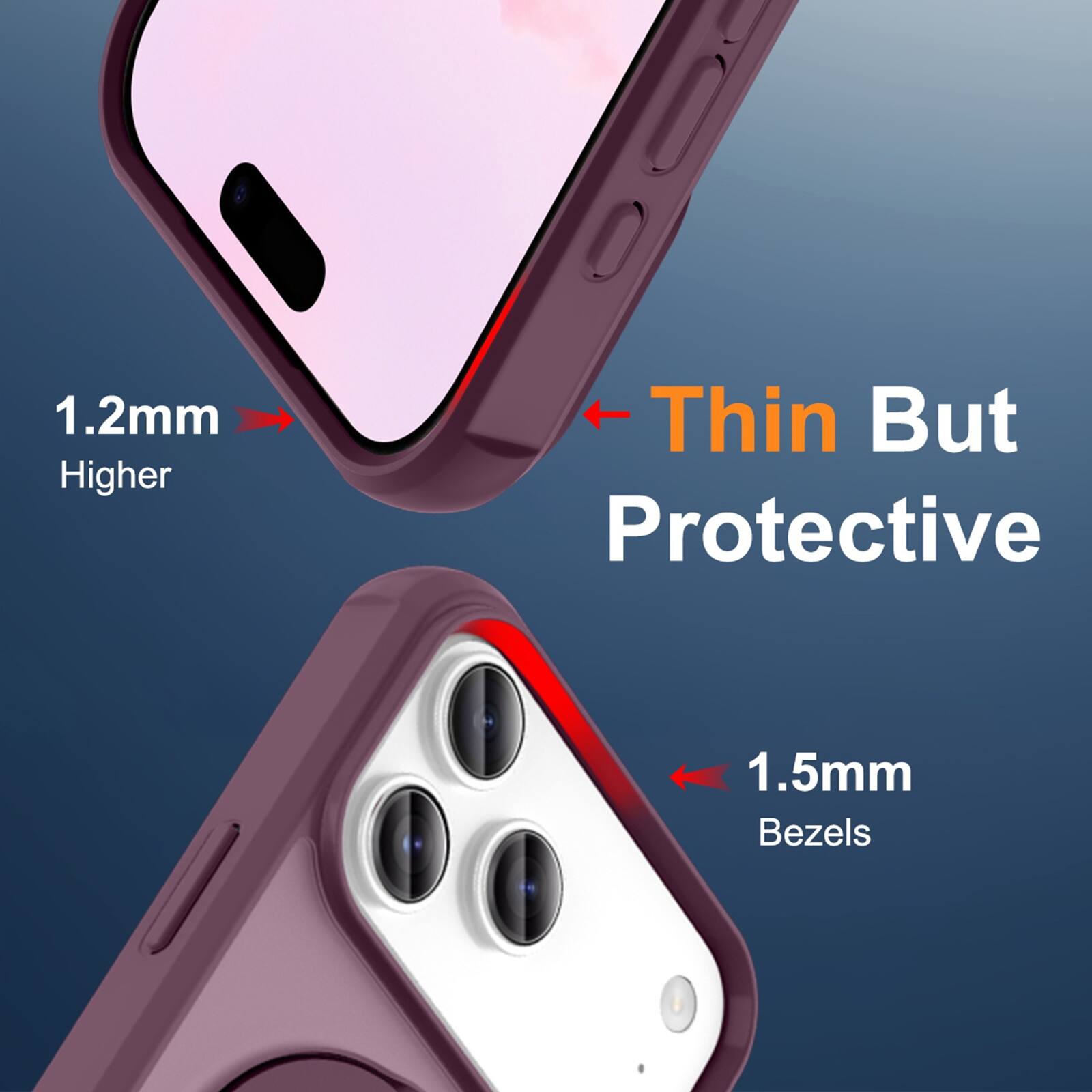 1.2mm Higher  
Thin But Protective  
1.5mm Bezels