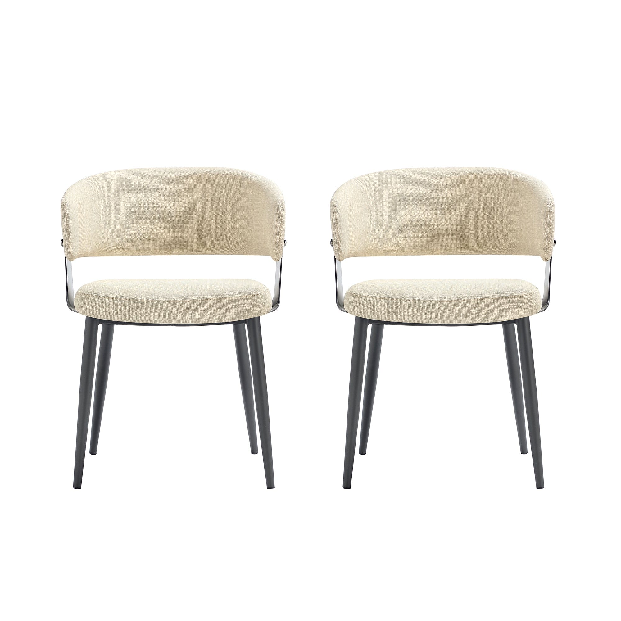 Manhattan Comfort - Luce Modern Metal Textured Vegan Leather Dining Chair - Set of 2 - Sand
