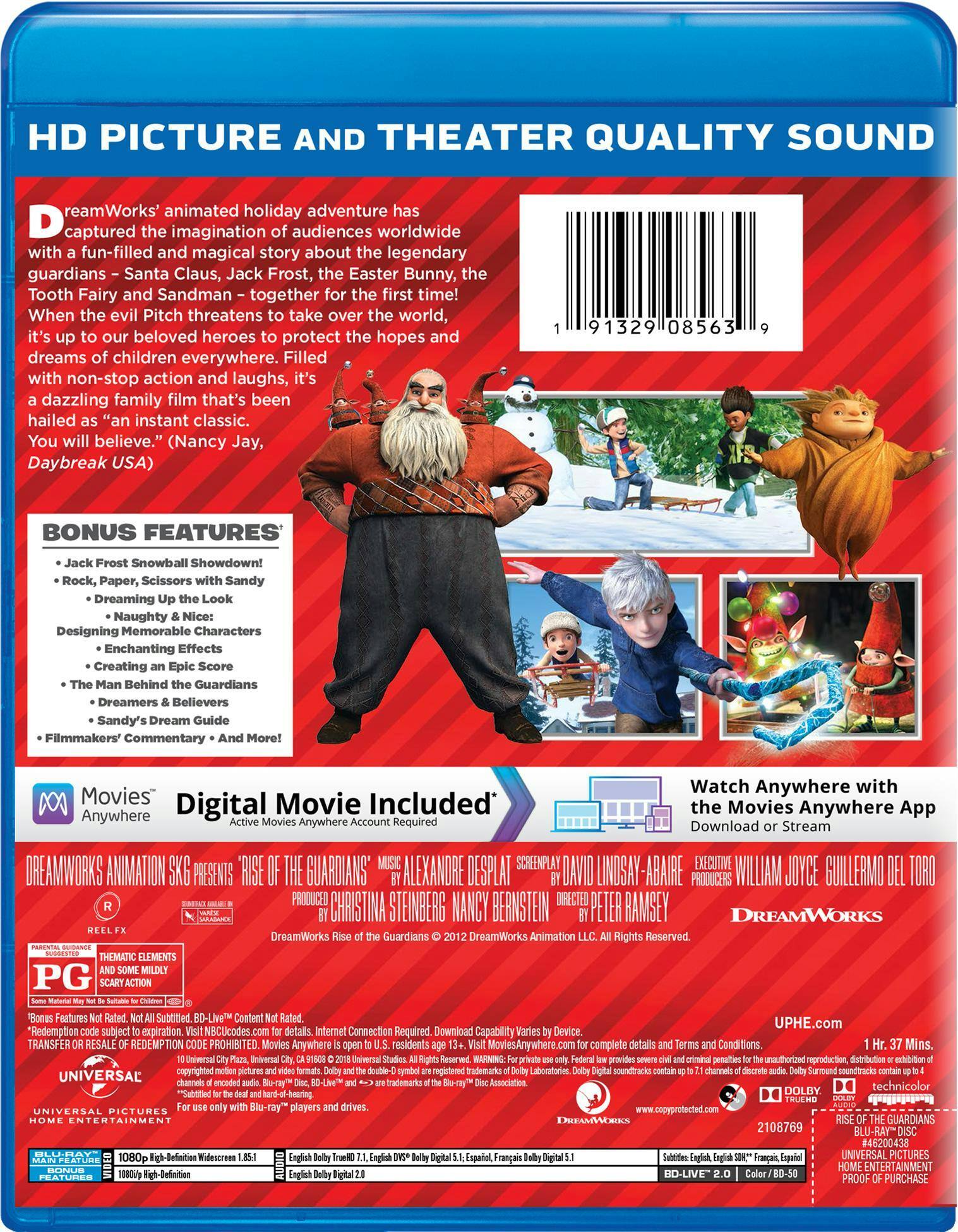 Back. Rise of the Guardians (Digital + Holiday Art) [Blu-ray].