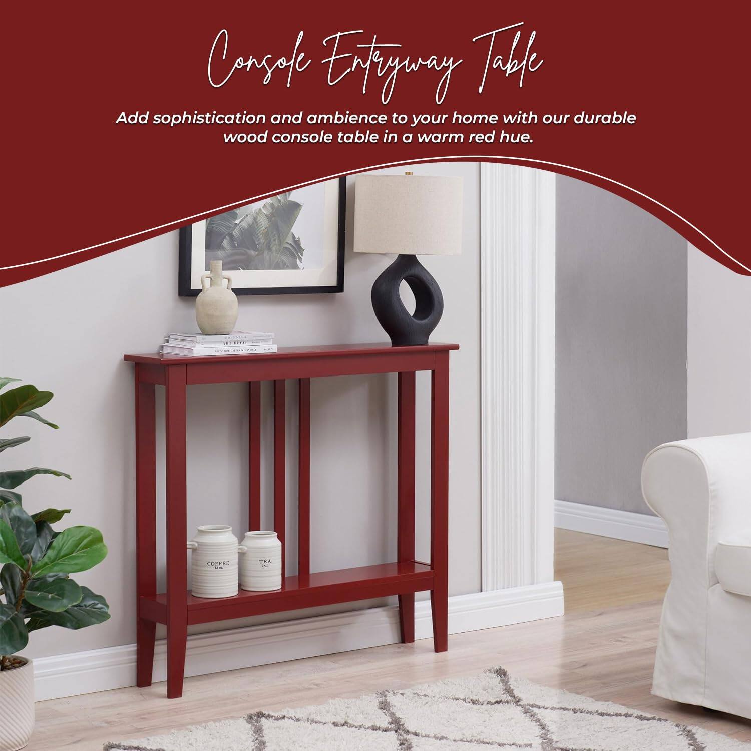 Console Entryway Table

Add sophistication and ambience to your home with our durable wood console table in a warm red hue.