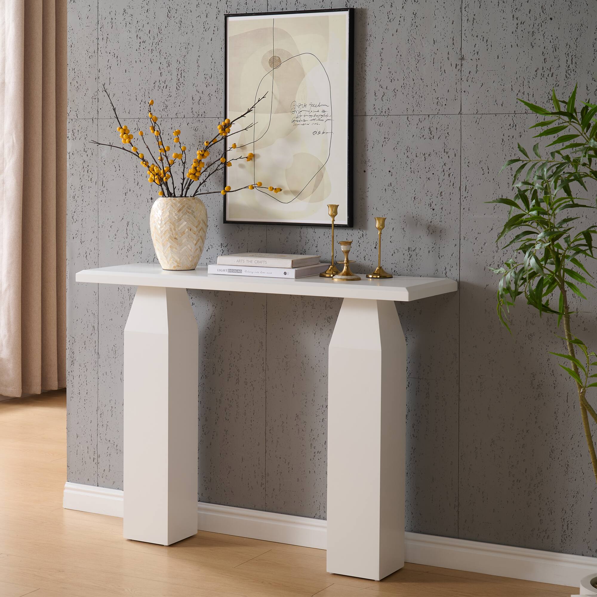 Front. Kings Brand Furniture - Kings Brand Furniture Console Table for Entryway, Sofa Table Behind Couch, Wooden Entry Table for Living Room - White.