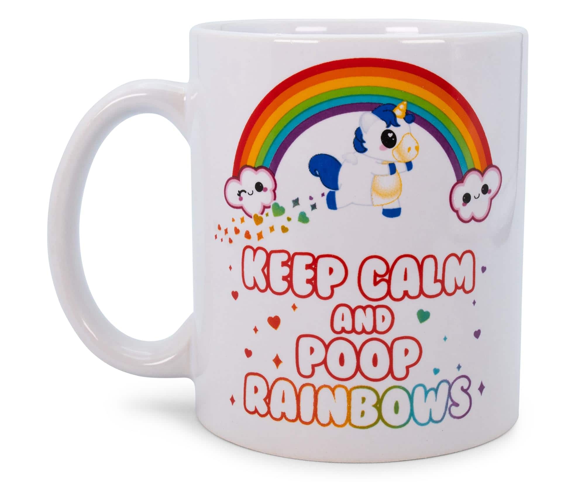 Seven20 - Glitter Galaxy Keep Calm and Poop Rainbows 11 Ounce Ceramic Mug - Red