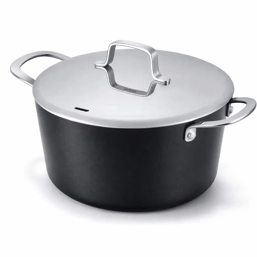Front. Alva - Maestro 4.5-Quart Ceramic Coated Nonstick Stock Pot & Ceramic Nonstick Saucepan, with Lid, Induction Ready - Black.