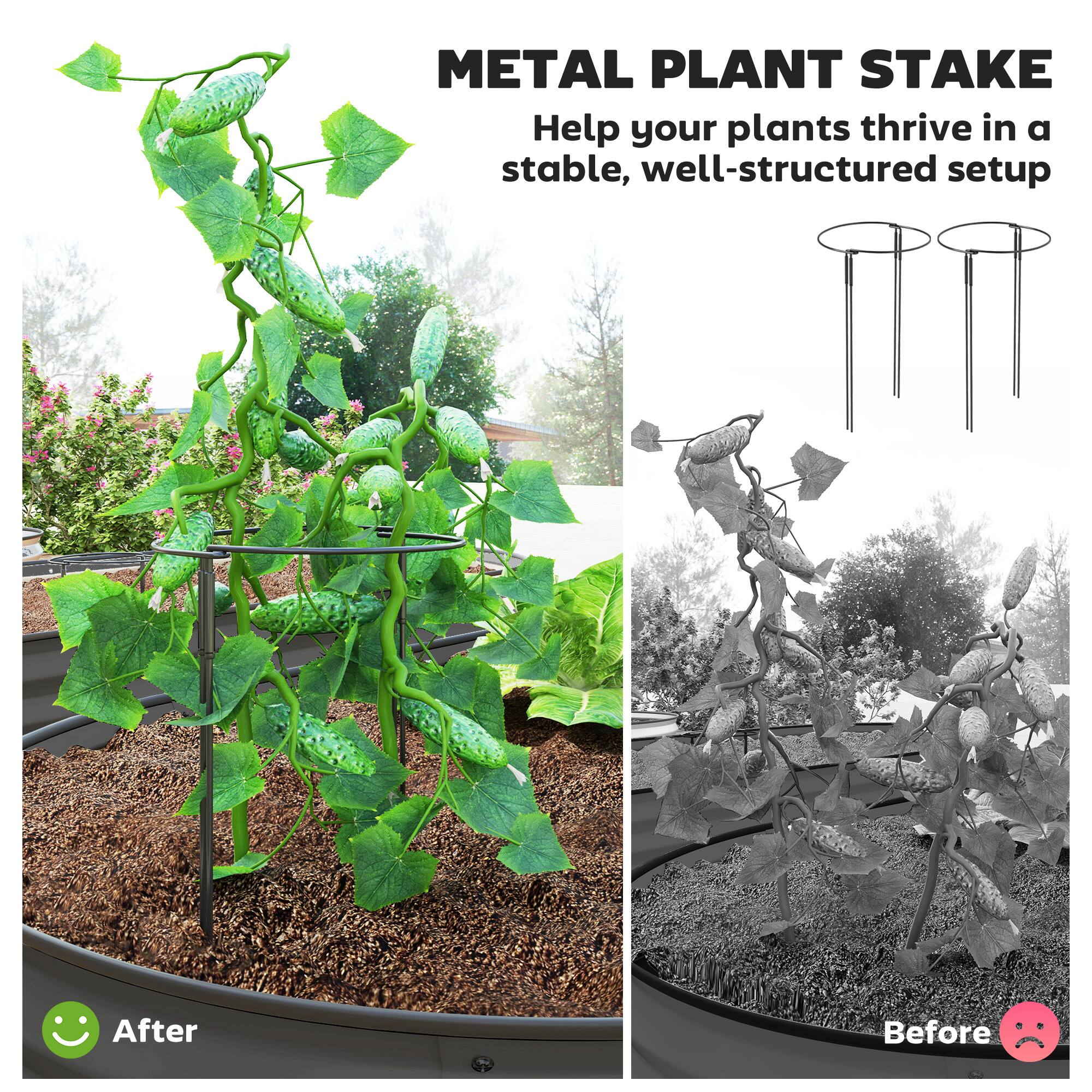 METAL PLANT STAKE  
Help your plants thrive in a stable, well-structured setup  

After  
Before