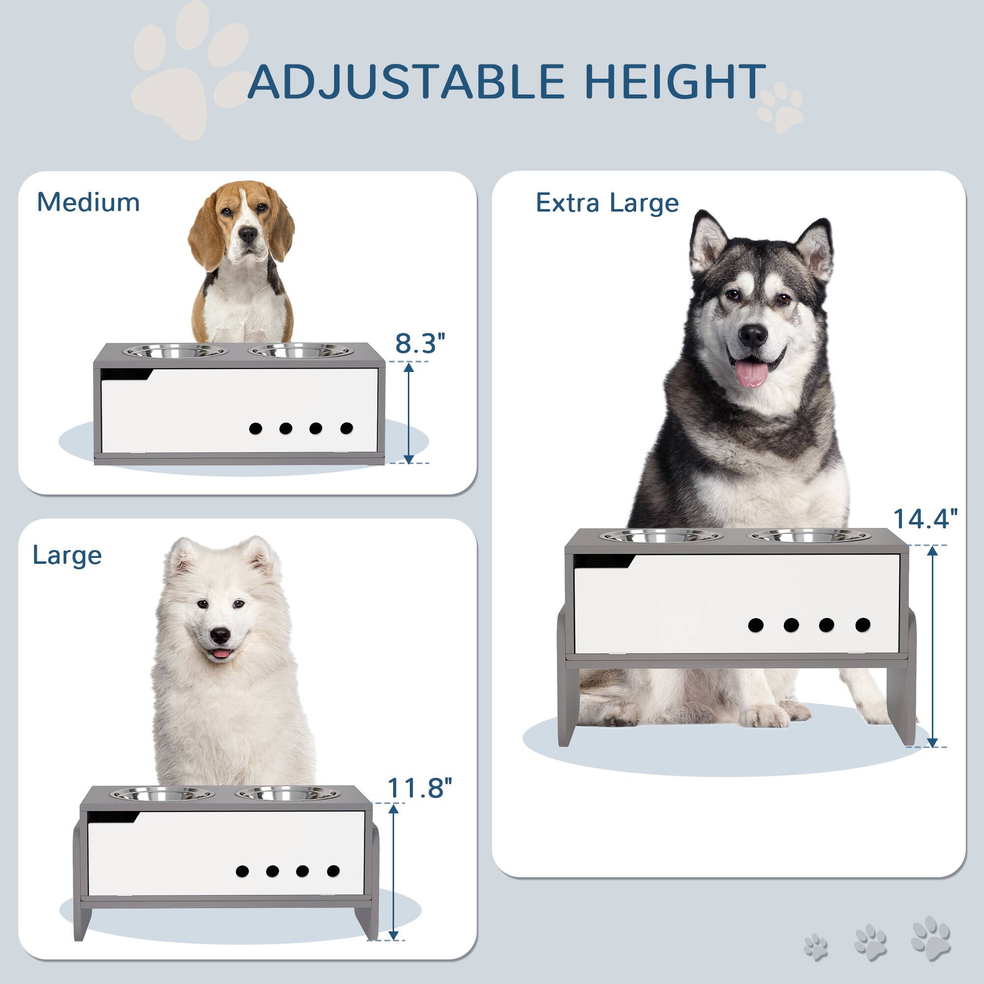 ADJUSTABLE HEIGHT

Medium  
8.3"

Large  
11.8"

Extra Large  
14.4"