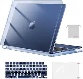mosiso - Case for 13-inch MacBook Air M5 A3449 M4 A3240 M3 A3113 M2 A2681 with Keyboard Cover Screen Protector and Pouch - Crystal Midnight