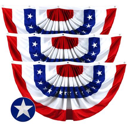 Front. G128 - Fan Flag 5x10FT 3-Pack Embroidered Polyester By G128 - Assorted Colors.