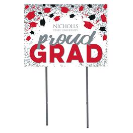 Jardine - Nicholls State Colonels 18" x 24" Proud Grad Yard Sign - White