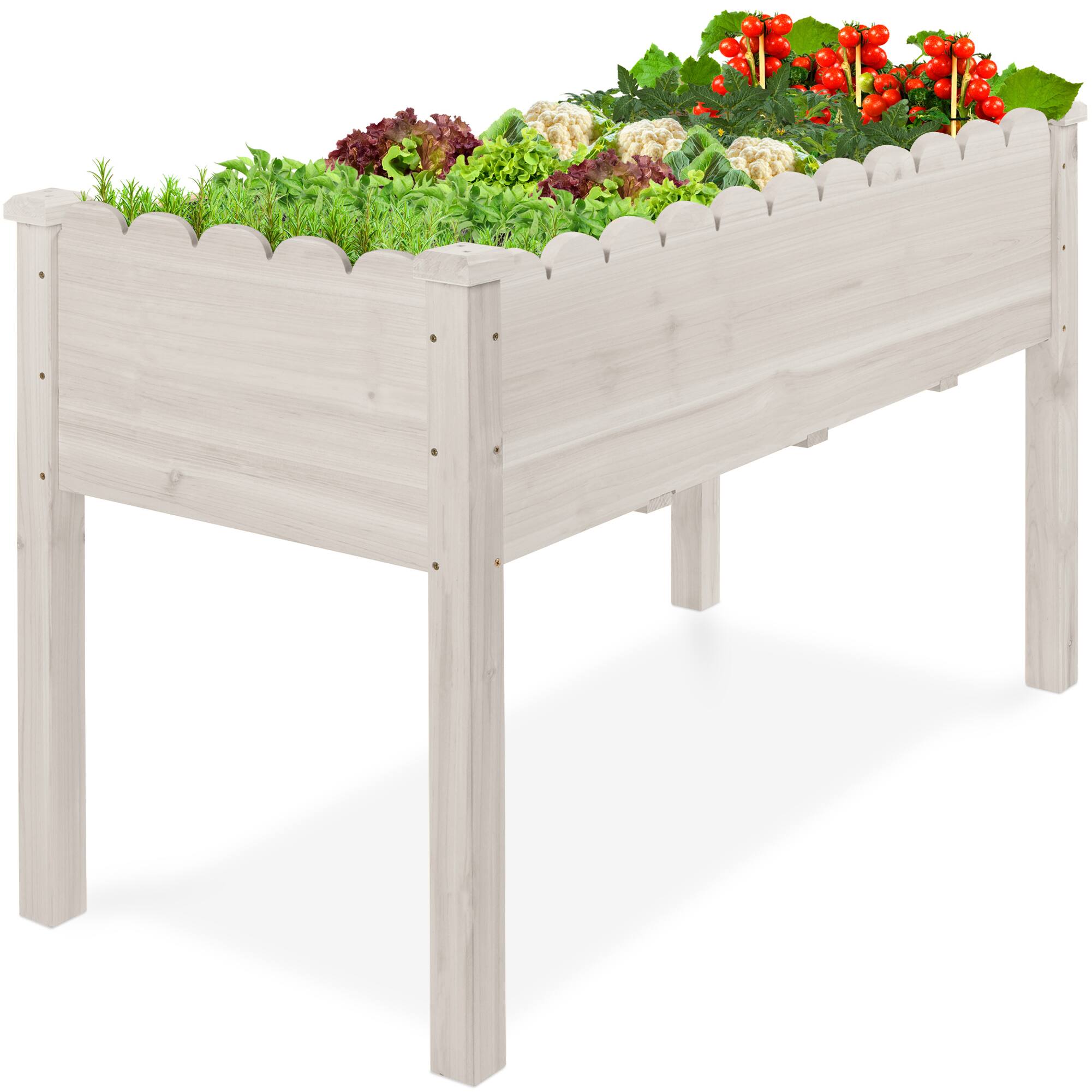 Best Choice Products - 48x24x30in Raised Garden Bed, Elevated Wooden Planter for Yard w/ Foot Caps, Liner - White price history on PriceWatchPro