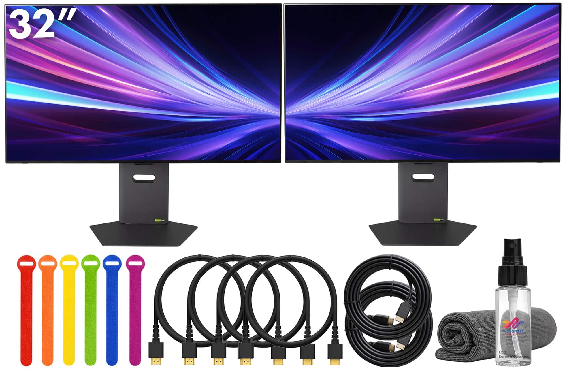 LG - UltraGear G8 32GX850A 32" Dual-Mode Gaming Monitor Bundle (2-Pack) + Cable Ties + More