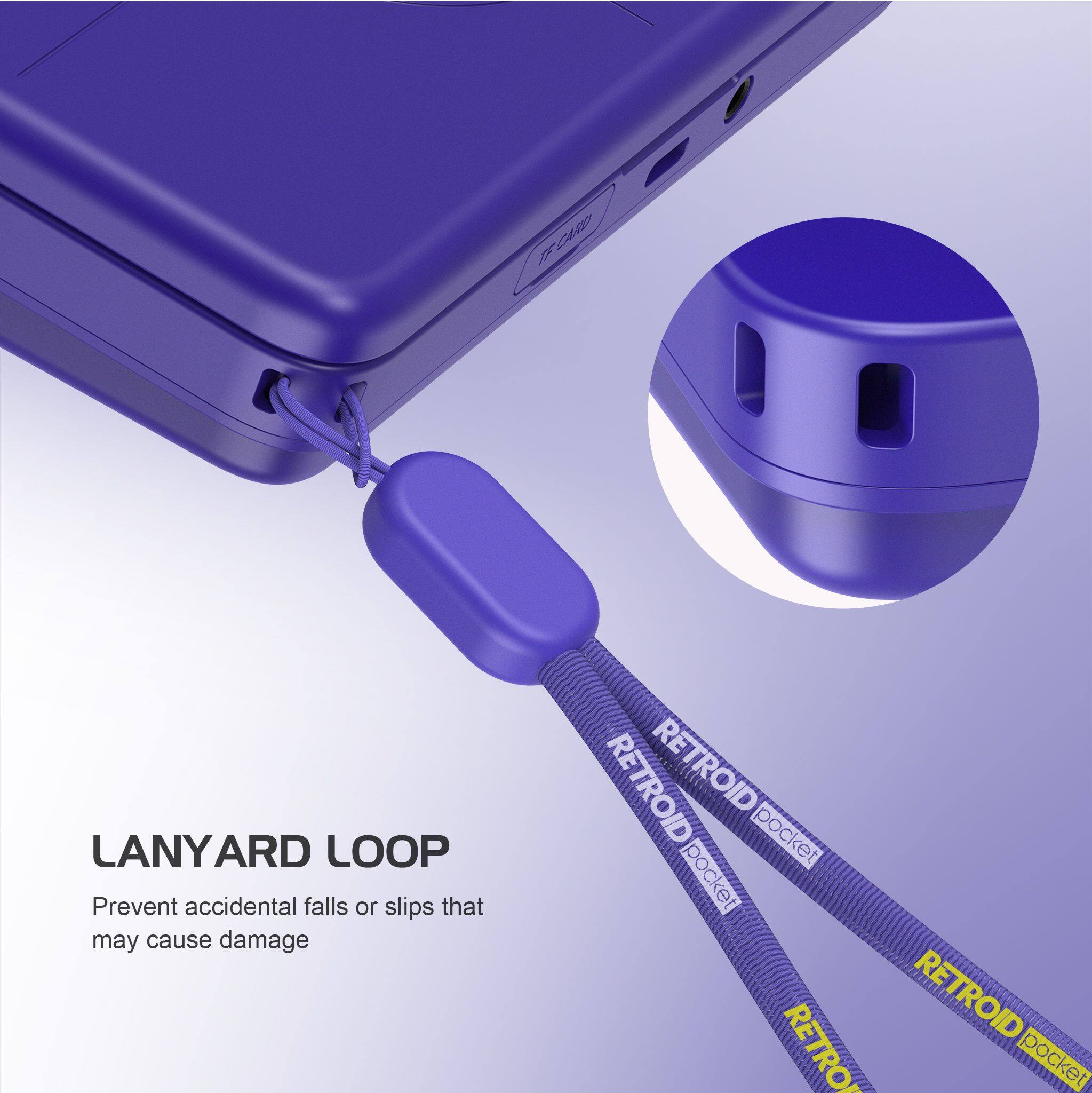 LANYARD LOOP  
Prevent accidental falls or slips that may cause damage  

RETROID pocket  
RETROID pocket  
RETROID pocket