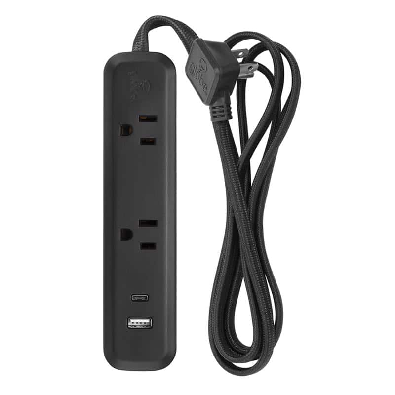 Globe Electric - 6 ft L 2 outlets Power Strip - Black