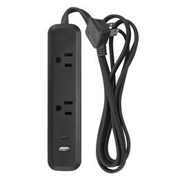 Globe Electric - 6 ft L 2 outlets Power Strip - Black