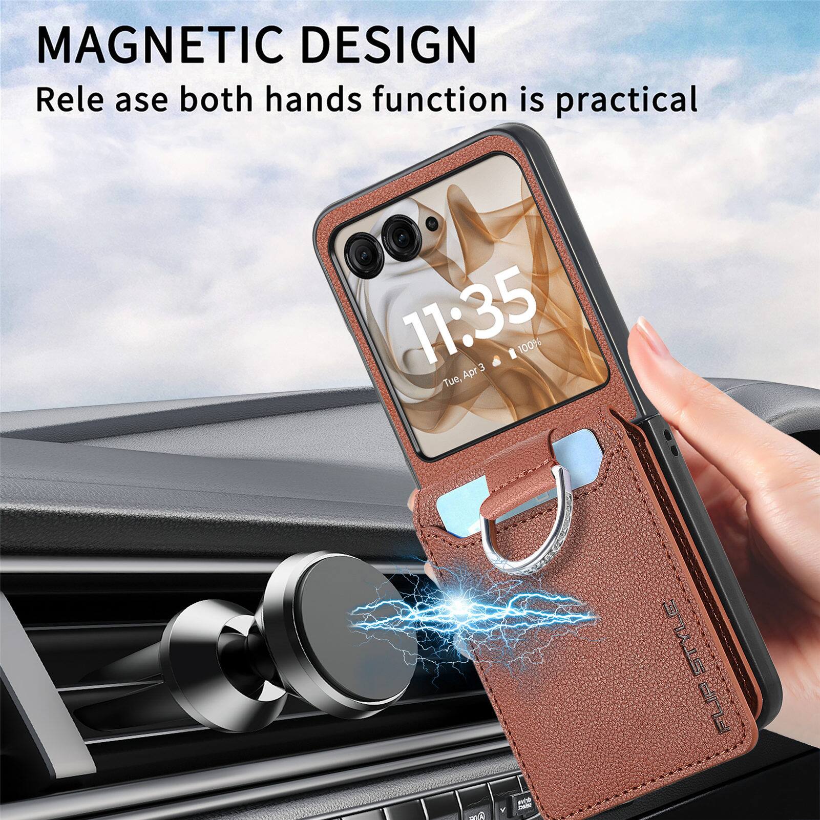 MAGNETIC DESIGN  
Release both hands function is practical  

11:35  
100%  
Tue, Apr 3  

FLPPSTYLE