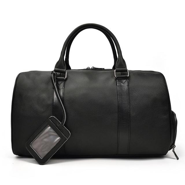 Alt View 4. Steel Horse Leather - The Endre Weekender | Vintage Leather Duffle Bag - black.