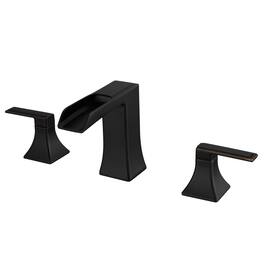 Modern 8 in. Widespread Double Handle Bathroom Faucet with Pop Up Drain, Water Supply Hoses in Oil Rubbed Bronze