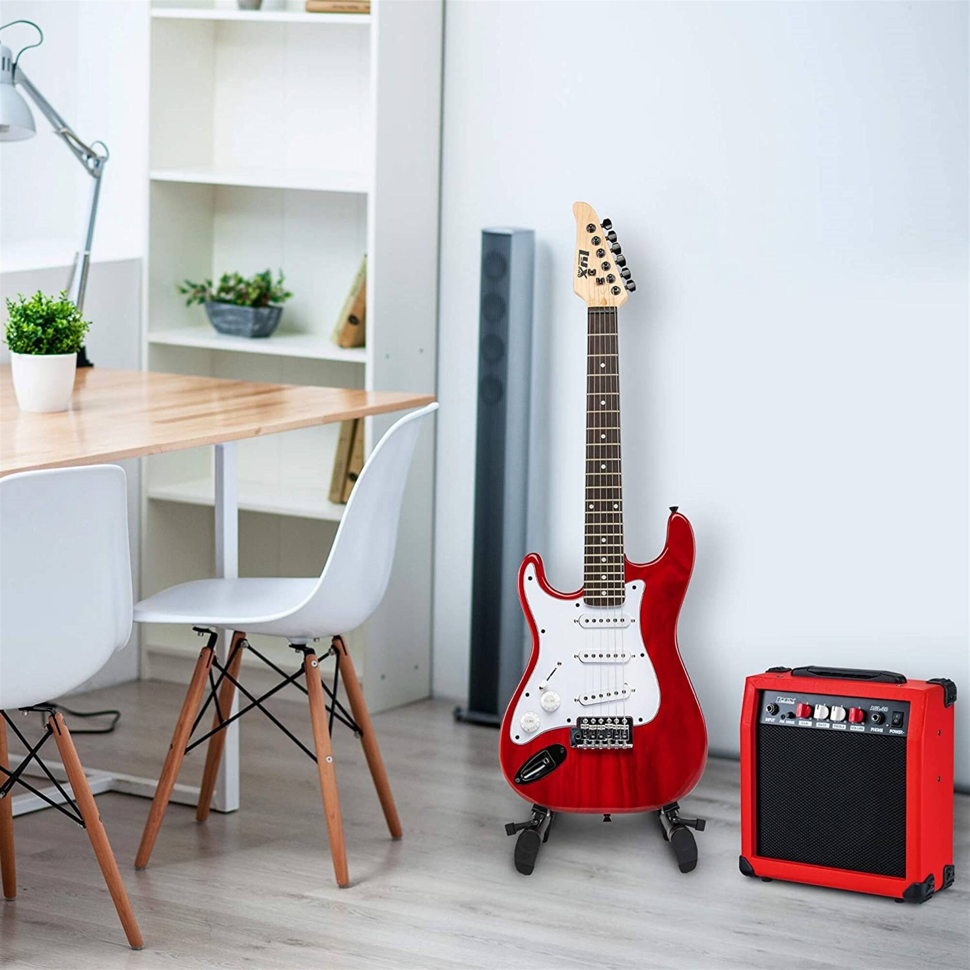 Alt View 6. Lyxpro - Left Hand 36 Inch Electric Guitar and Kit for Lefty Kids with 3/4 Size Beginners Guitar, Amp - Red.