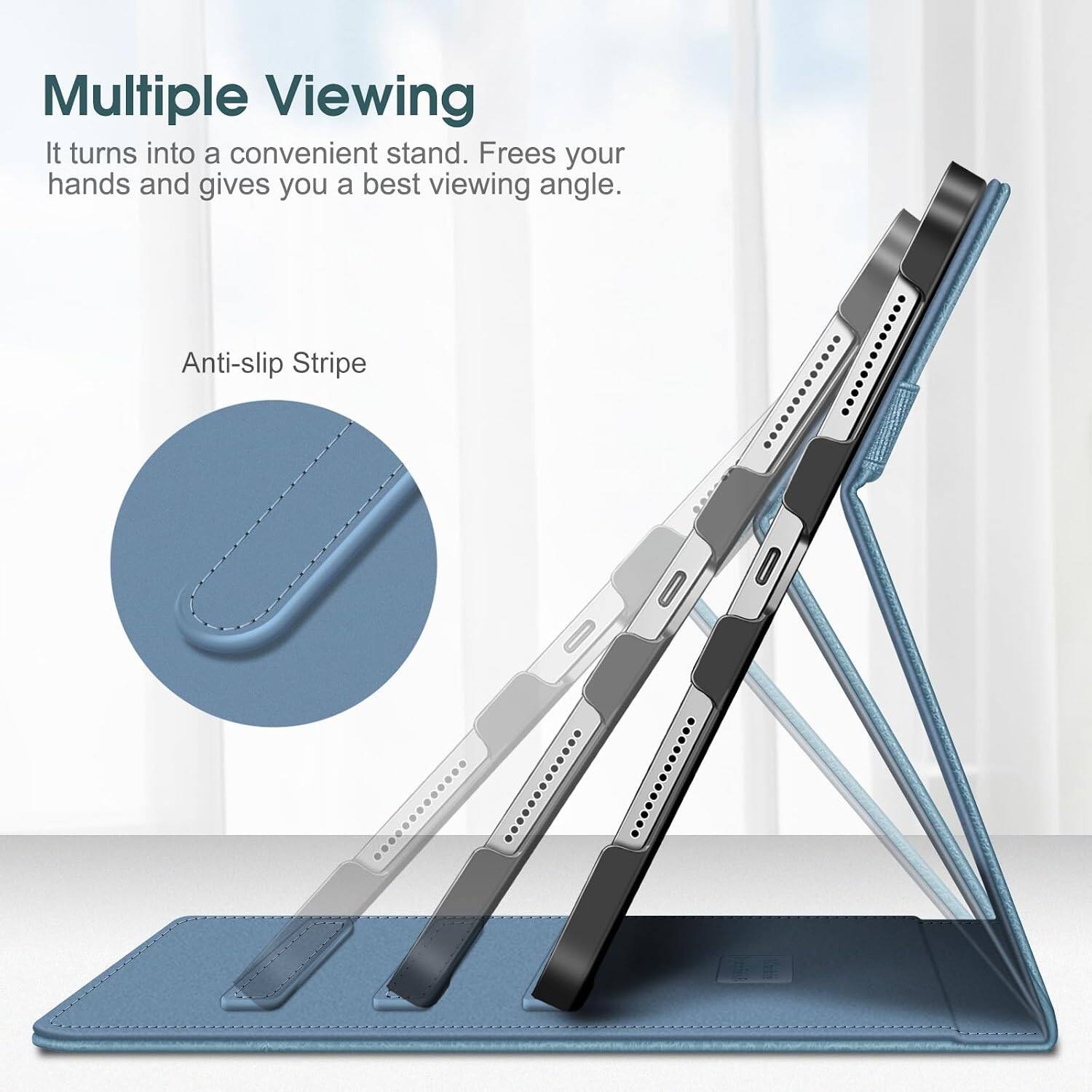 Multiple Viewing  
It turns into a convenient stand. Frees your hands and gives you a best viewing angle.  

Anti-slip Stripe