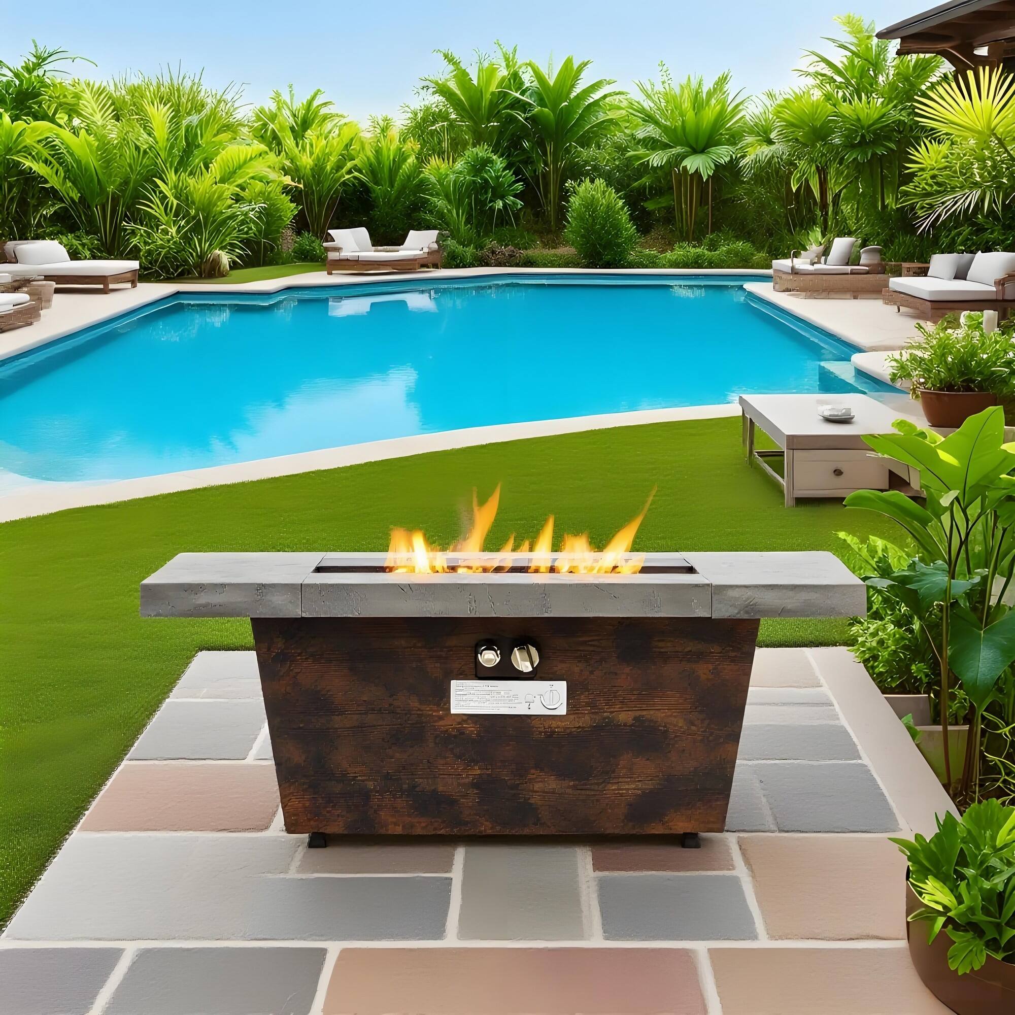 Alt View 5. Boyel Living - 42 in. Rectangular Propane Fire Pit Table, 50,000 BTU with Cement-Look Texture, Outdoor Use - Cement Grey.