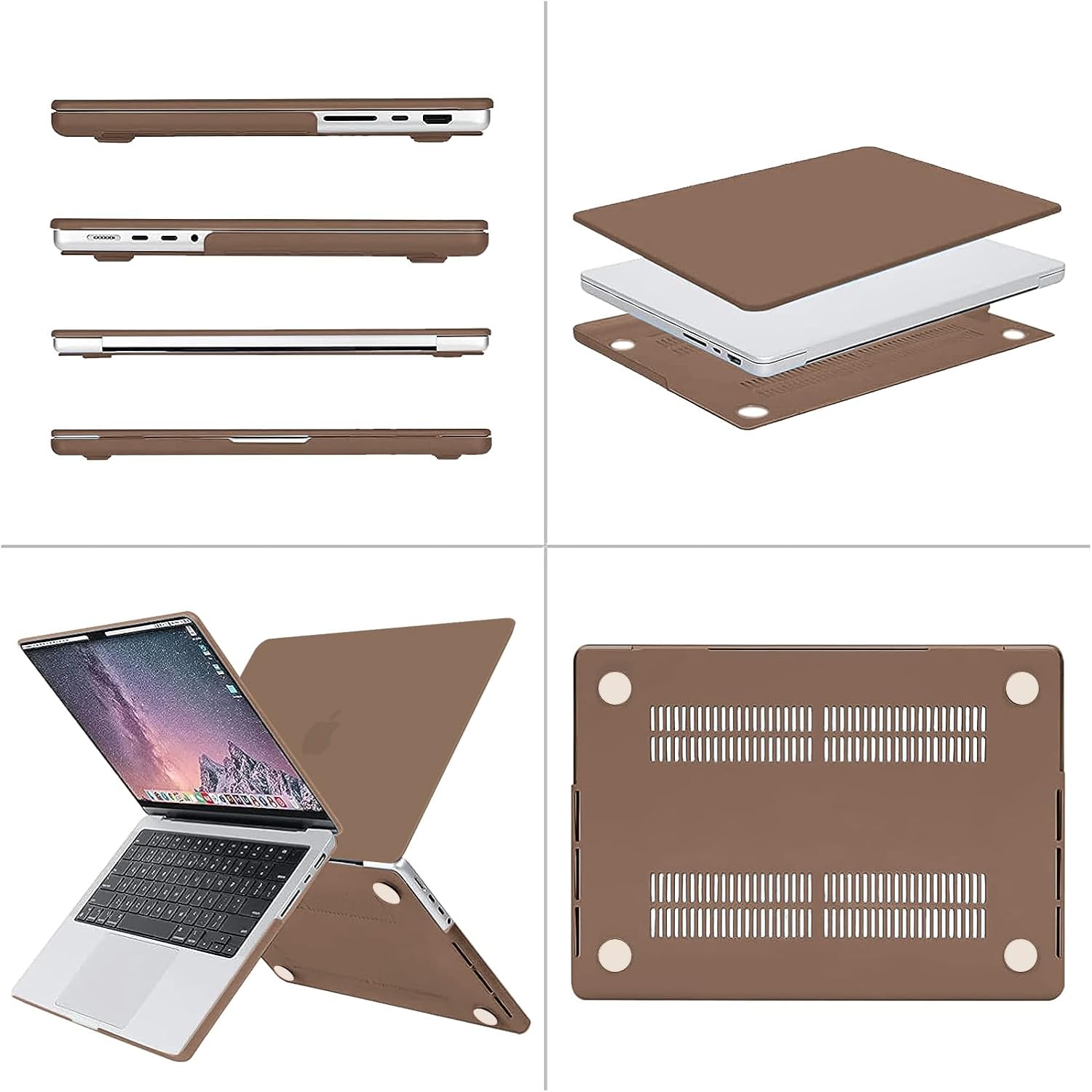 Alt View 1. mosiso - Case for MacBook Pro 14 inch Case M5 M4 M3 M2 M1 2026-2021 A3427 A3426 A3434 A3112 A3185 A3401 A2918 A2992 A2779 A2442 - Caramel Brown.