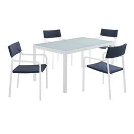 Modway - Raleigh 5-Piece Outdoor Patio Aluminum Dining Set - White Navy