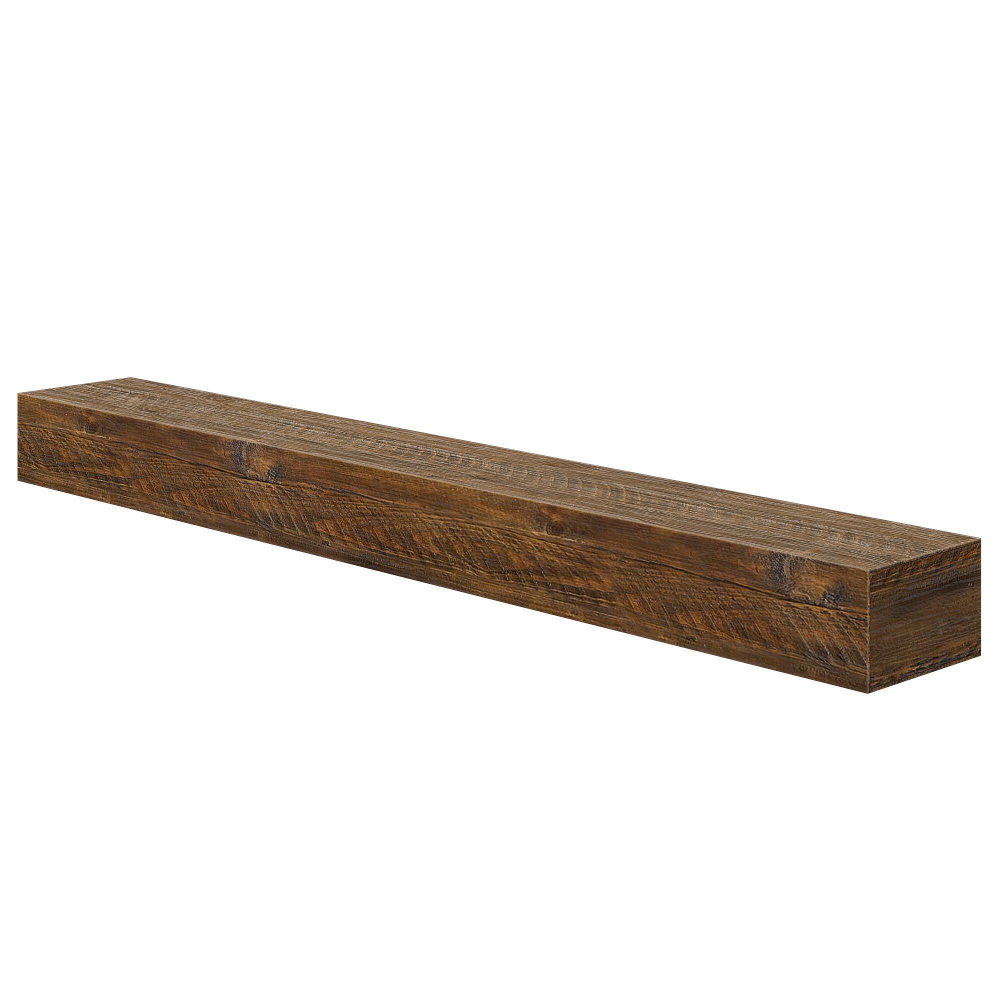 Alt View 7. Plank+Beam - Rustic Floating Shelf/Fire Beam (60in / 1524mm), Rustic Barnwood - Rustic Barnwood.