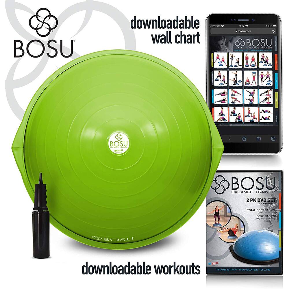BOSU downloadable wall chart  
BOSU downloadable workouts  

BOSU  
BALANCE TRAINER  

2 PK DVD SET  
DOWNLOADABLE  
TOTAL BODY BASICS  
CORE BASICS  

BOSU  
BALANCE TRAINER  
TRAINING THAT TRANSLATES TO LIFE