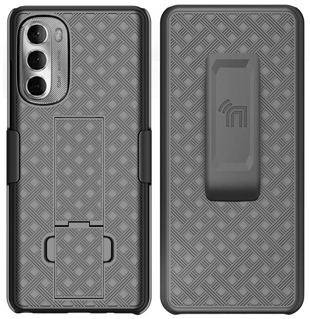 Alt View 8. Nakedcellphone - Case with Stand and Belt Clip Holster for Motorola Moto G Stylus 5G (2022) - Black.