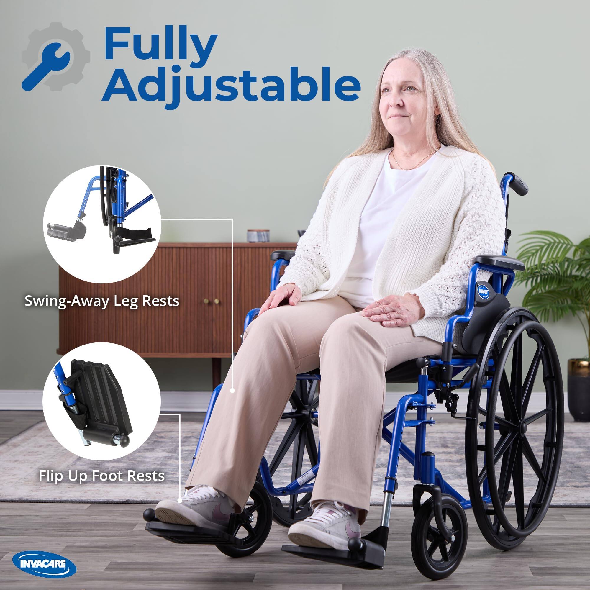 Fully Adjustable Swing-Away Leg Rests - Flip Up Foot Rests INVACARE