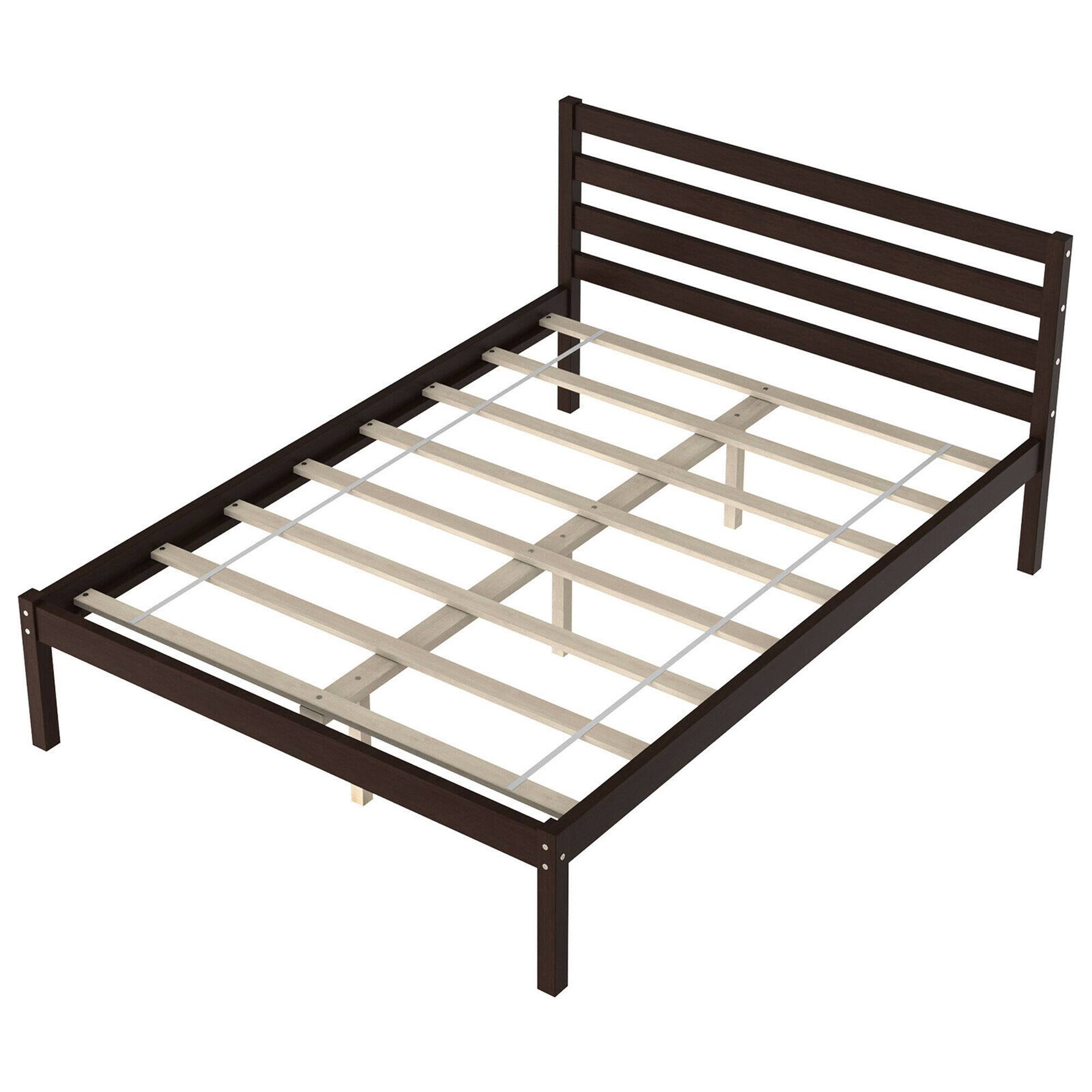 Alt View 9. Gymax - Gymax Full Wood Platform Bed Frame Headboard Slat Support Mattress Foundation - Espresso.