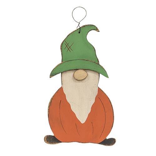 Front. BreeBe - *Pumpkin Gnome Hanger - Orange, Green, White.