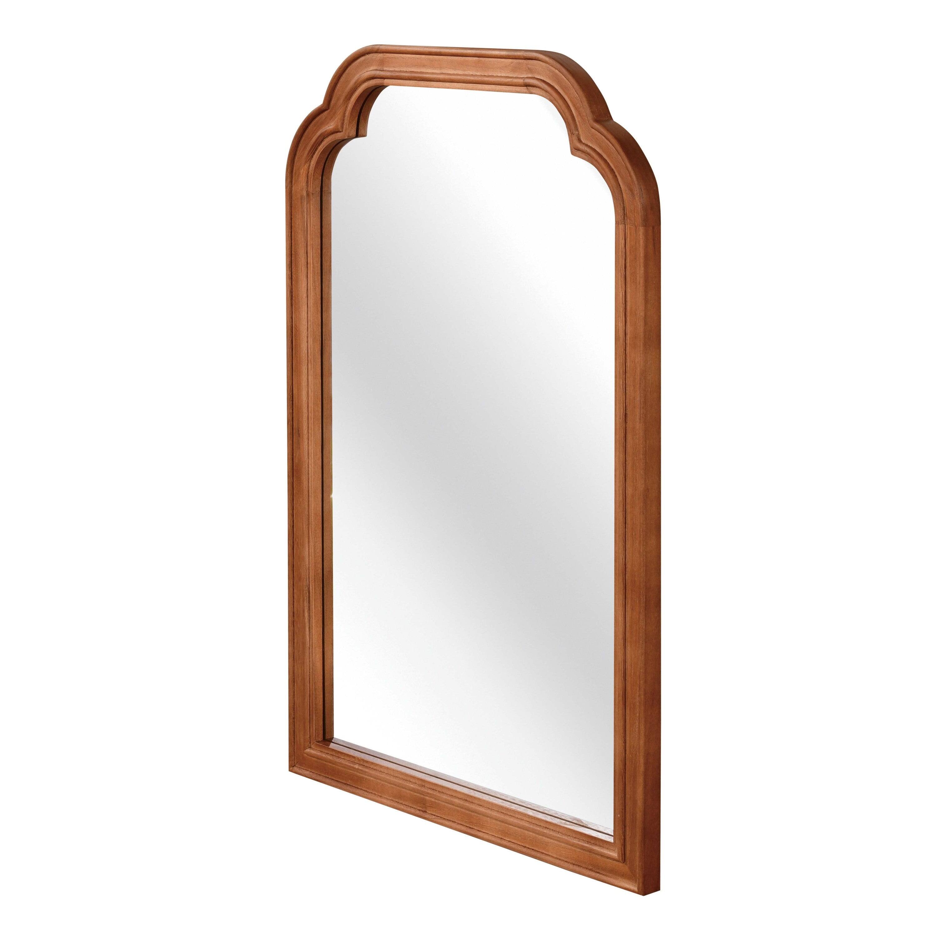 Alt View 2. BreeBe - 20x30 Yellowish Brown Solid Wood Rounded Corner Decorative Mirror for Bedroom Bathroom Living Room Entryway - Yellow Brown.