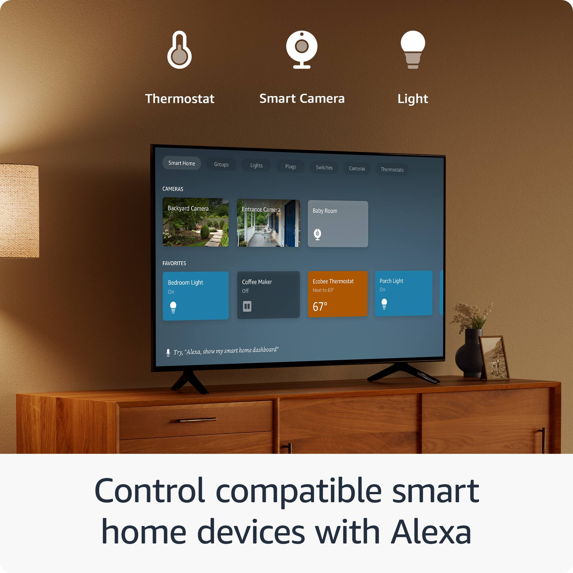 Control Compatible Smart Home Devices with Alexa.