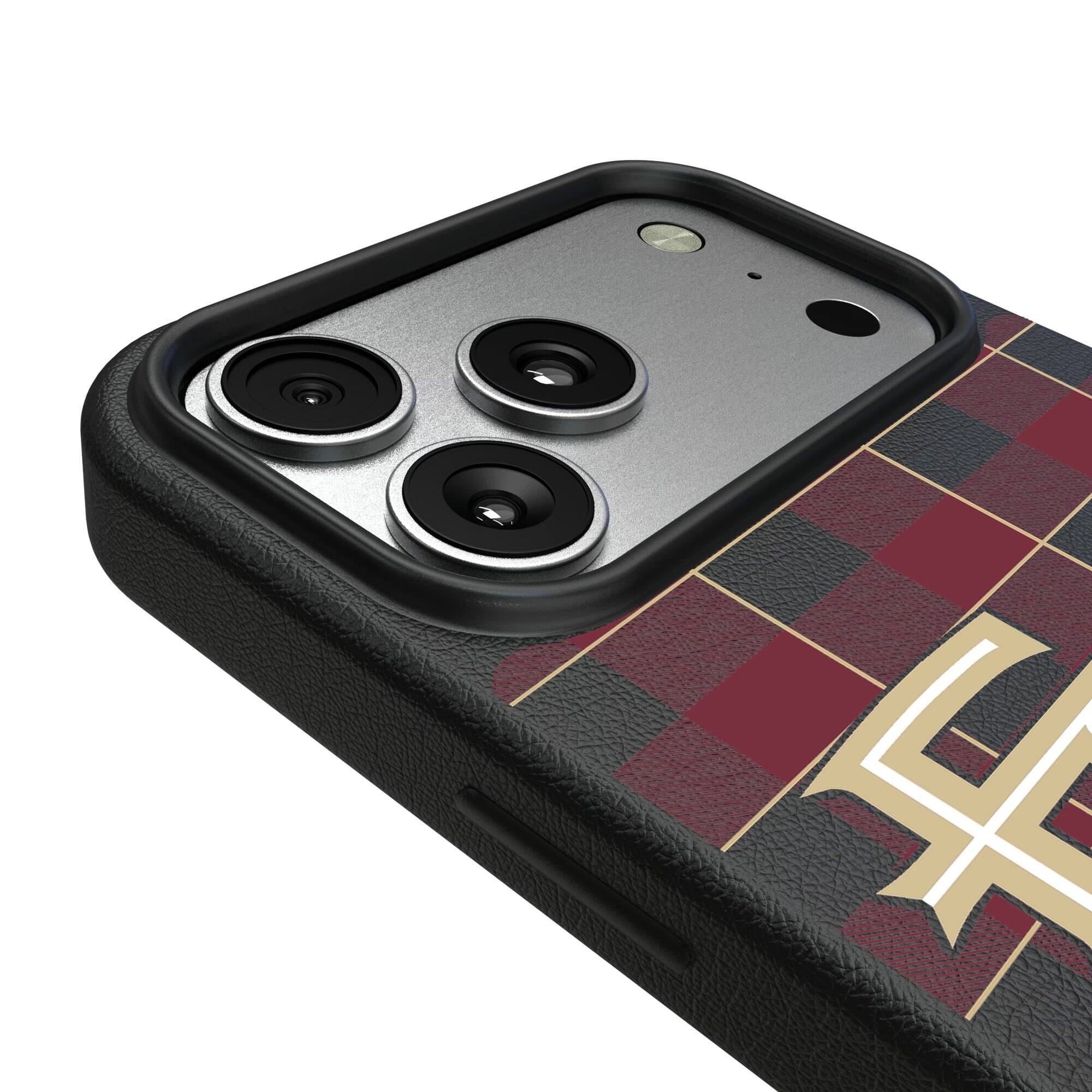Alt View 2. Keyscaper - Florida State Seminoles Plaid Magnetic Bump iPhone Case - 16 - Black.