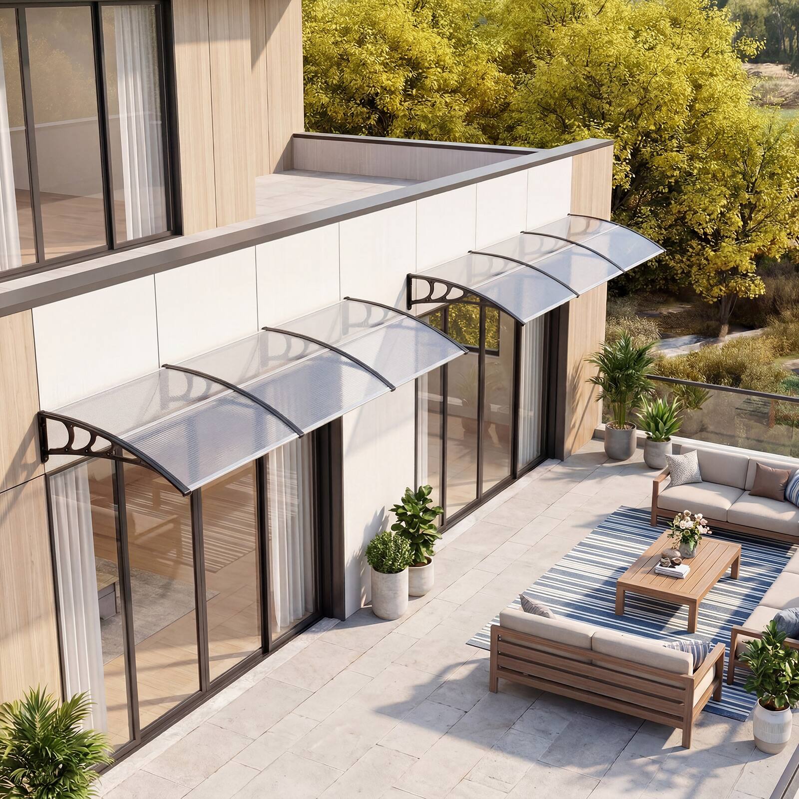 Alt View 9. Gymax - Gymax Exterior Entryway Canopy Awning Outdoor Patio Overhang w/ UPF50+ Rating Black - Black.
