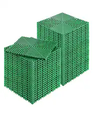 Front. VEVOR - Interlocking Drainage Mat, 50 Pcs Modular Interlocking Cushion, 12” x 12” Splicing Drainage Mats - Green.