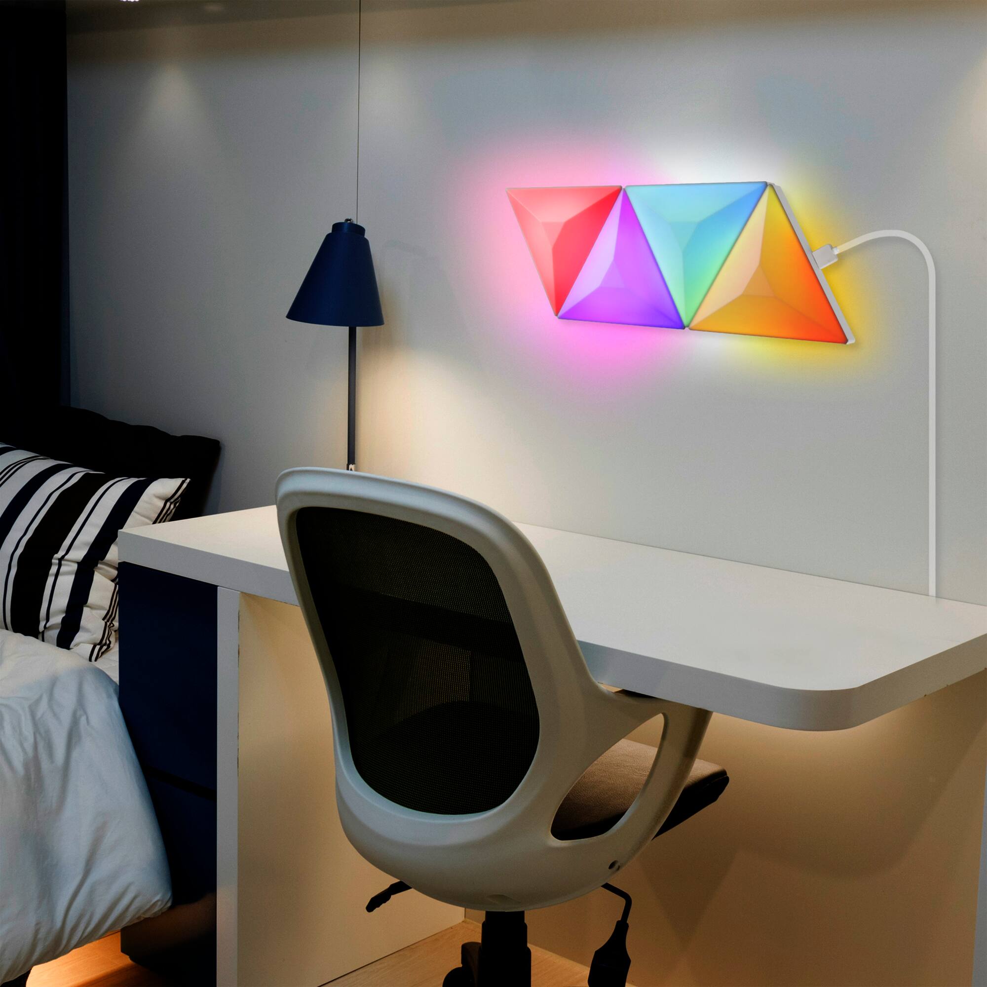 Left. Monster - Monster Smart 3D Prism LED Wall Lights 4-Pack, Multicolor LED Lights for Bedroom Decor, App & Voice Control - Multicolor.