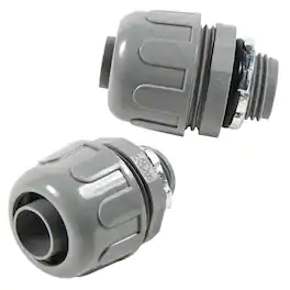 HQRP - 1/2 in Nonmetallic Liquid-Tight Conduit Connector - 180 Degree Straight, UL Listed, 2-Pack - Gray