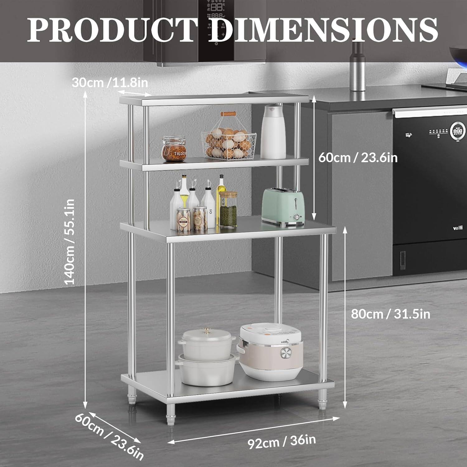PRODUCT DIMENSIONS

- Height: 140cm / 55.1in
- Width: 92cm / 36in
- Depth: 60cm / 23.6in
- Shelf Height: 30cm / 11.8in
- Shelf Width: 60cm / 23.6in
- Shelf Depth: 80cm / 31.5in