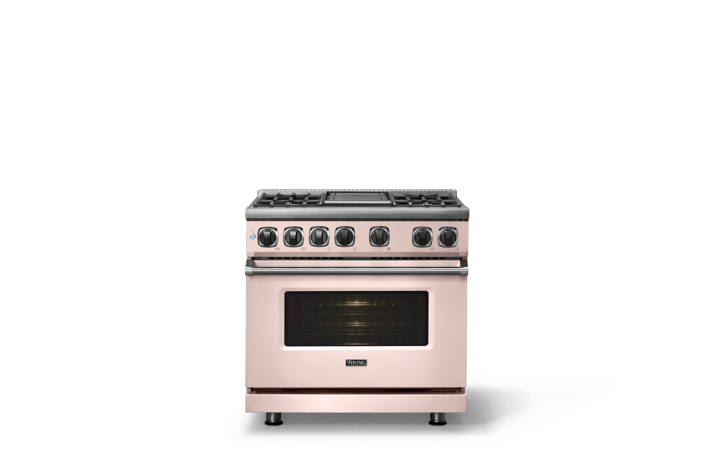 Alt View 1. Viking - 36 in. Wide 4 Burner Dual Fuel Sealed Burner Range with Griddle-LP - Blush.