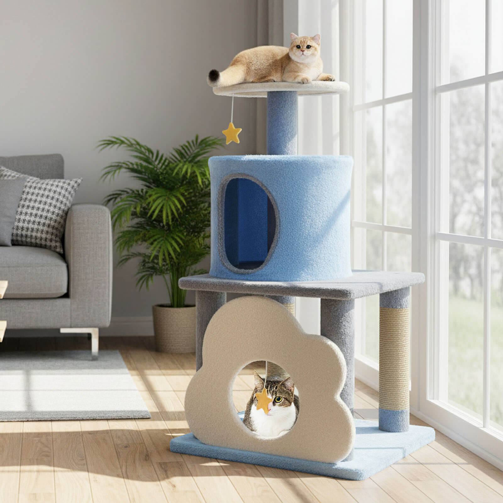 Alt View 1. Costway - Costway 31.5" Cute Modern Cat Tree with Condo Top Perch Jute Scratching Posts Hanging Toy.