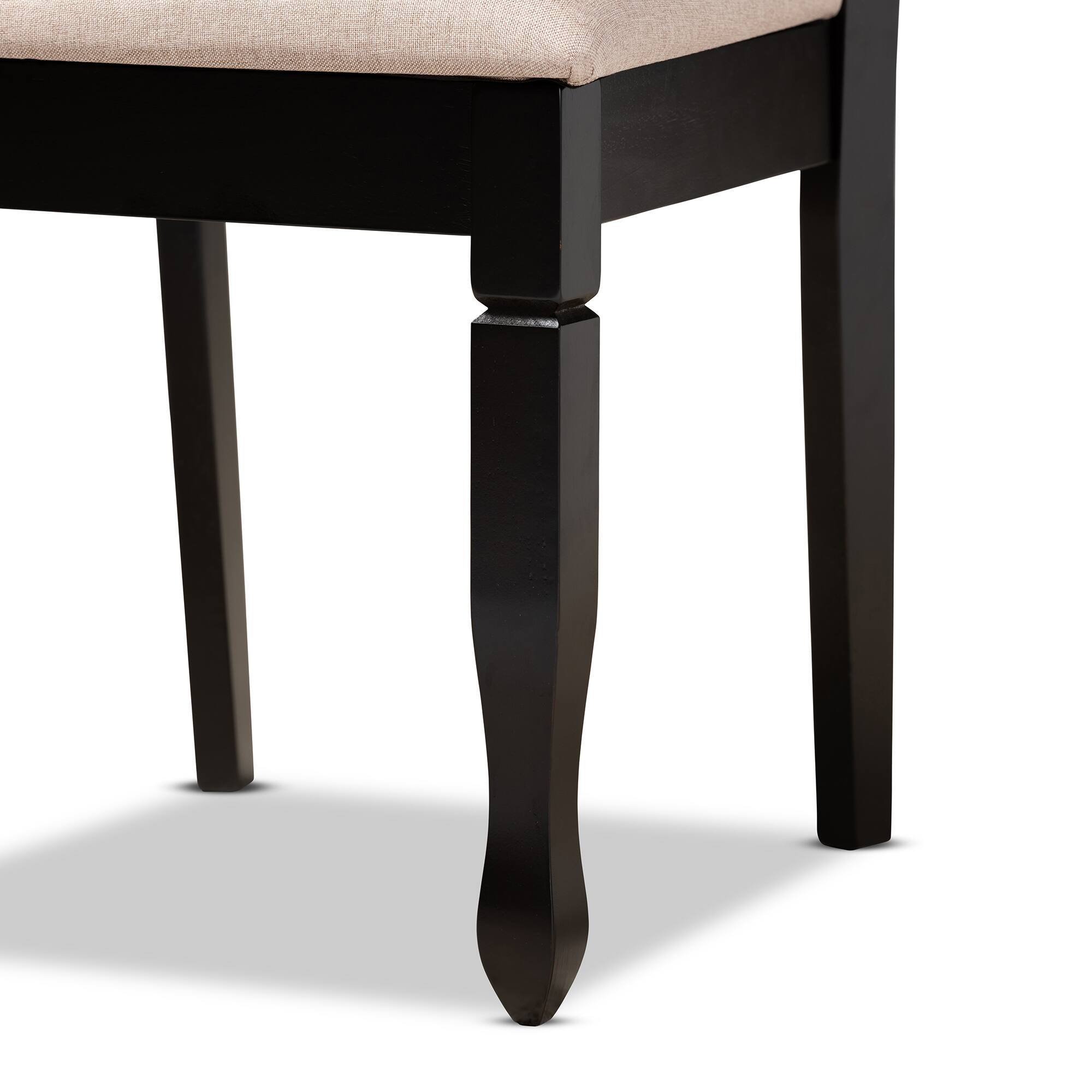 Alt View 1. Baxton Studio - Reneau Modern Fabric Upholstered Espresso Finished Wood 2-Piece Dining Chair Set Set - Sand Brown/Espresso.