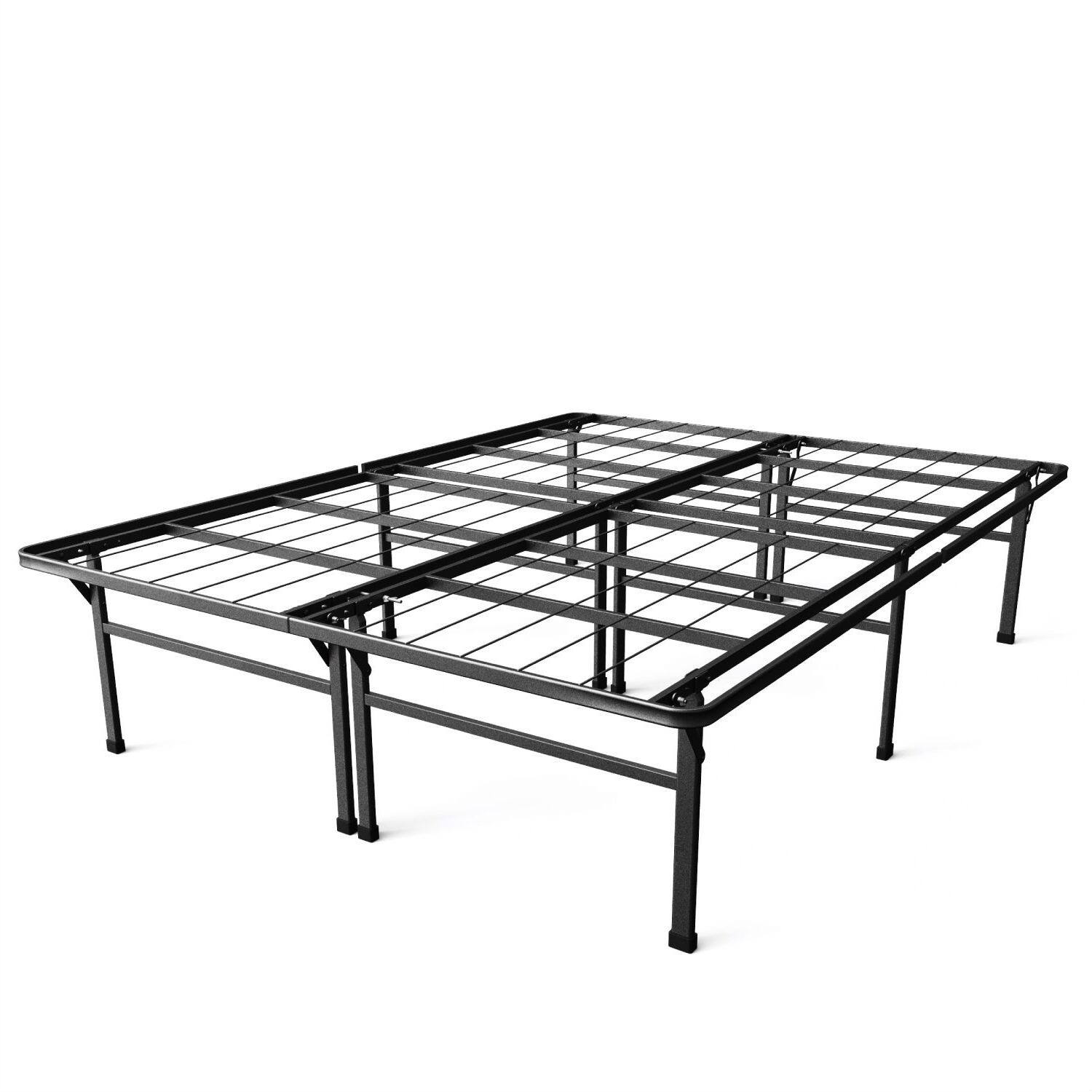 Front. Hivvago - Hivvago King size 18-inch High Rise Metal Platform Bed Frame - Black.