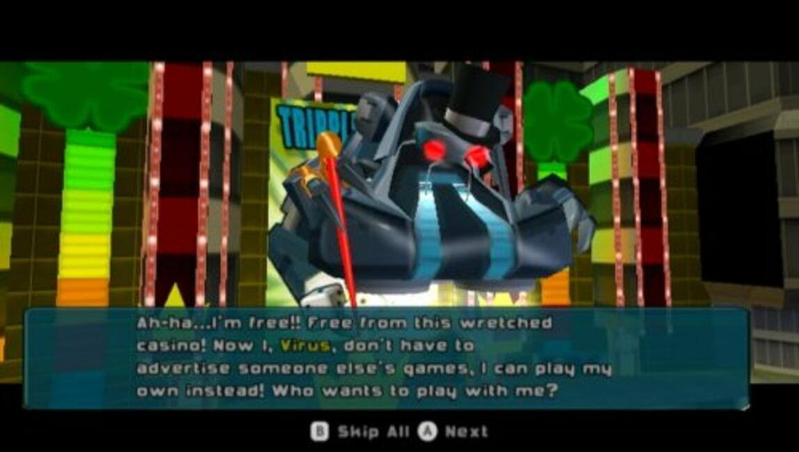 Ah-ha... I'm free!! Free from this wretched casino! Now I, Virus, don't have to advertise someone else's games, I can play my own instead! Who wants to play with me?

Ship All Next