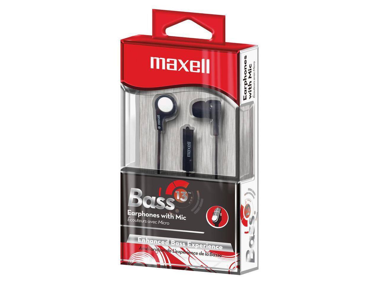 Maxell Bass 13 Earphones with Mic  
Ecouteurs avec Micro  
Enhanced Bass Experience  
Amélioration de l'expérience de la basse