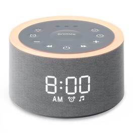 GlowWise - Sound Machine & Alarm Clock with 29 Soothing Sounds, White Noise, Dimmable Night Light for Adults, Baby & Kids - Gray