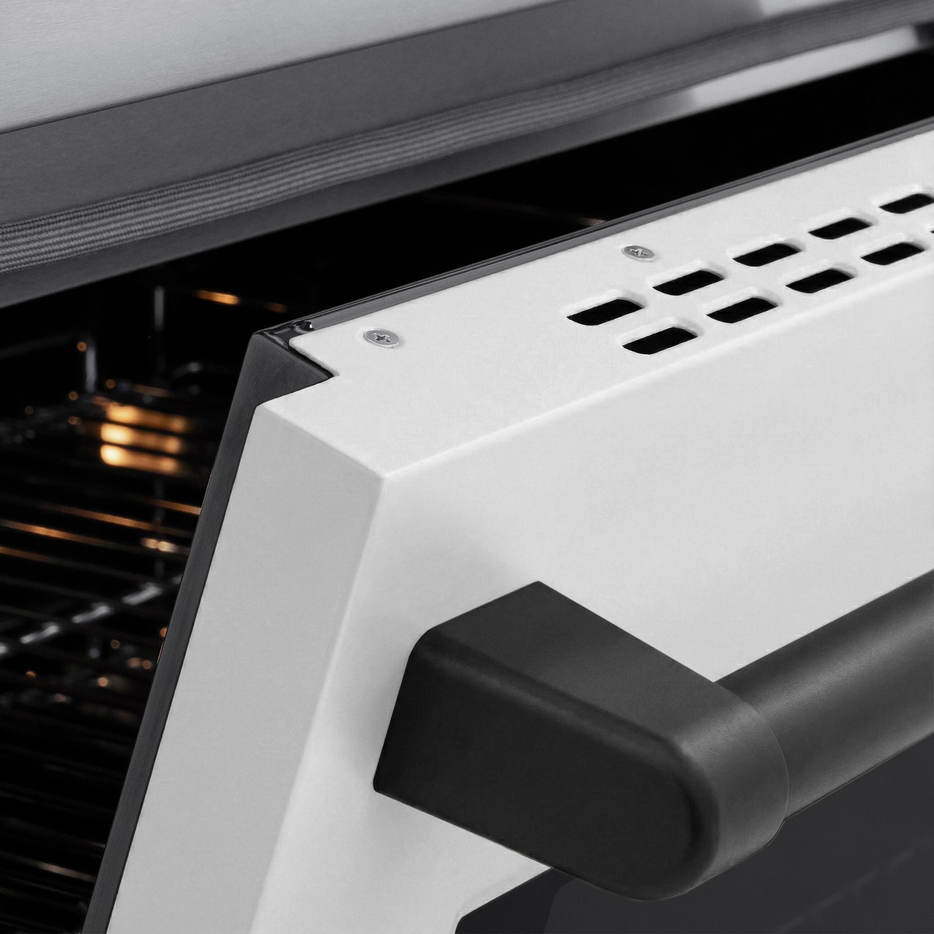 Alt View 4. ZLINE - Autograph 36 in. 5.2 cu. ft. Paramount Freestanding Induction Range with 5 Burners and Black Accents with White Door - Matte White.