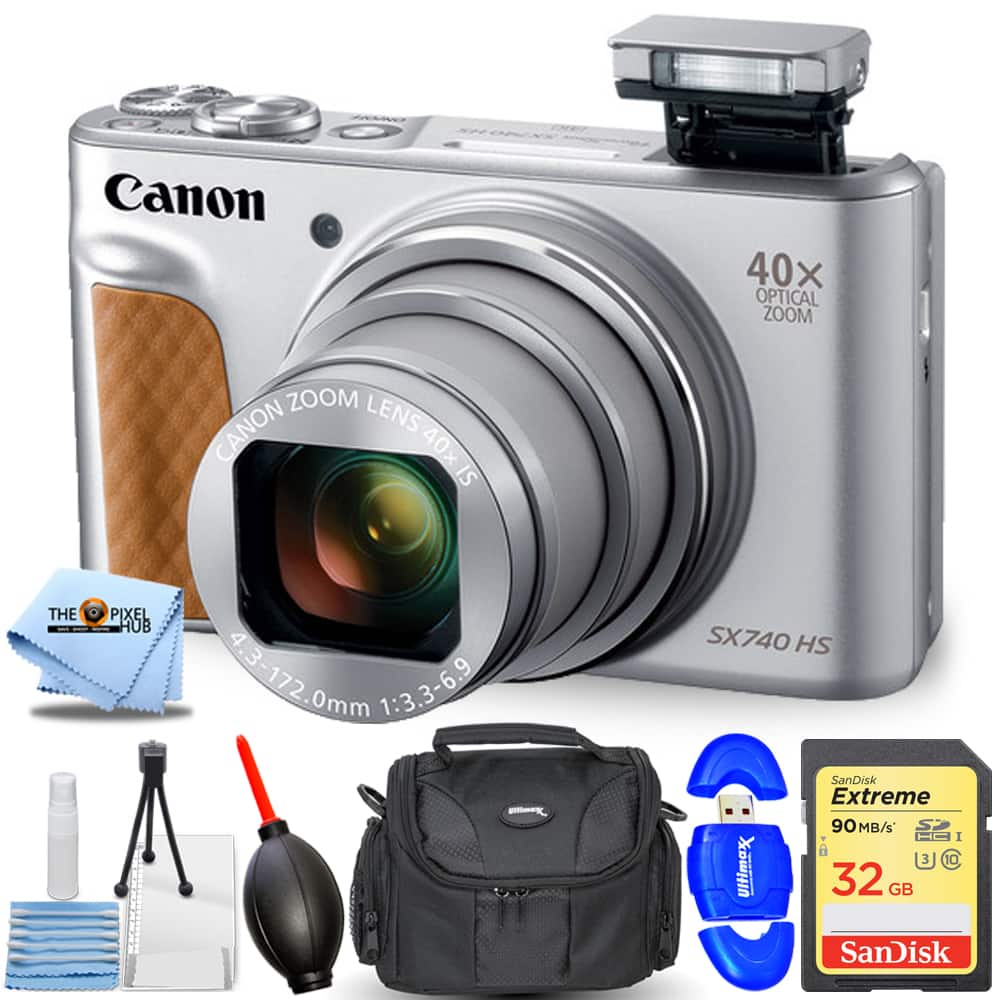 Canon - PowerShot SX740 HS Digital Camera (Silver) 2956C001 - 7PC Accessory Bundle