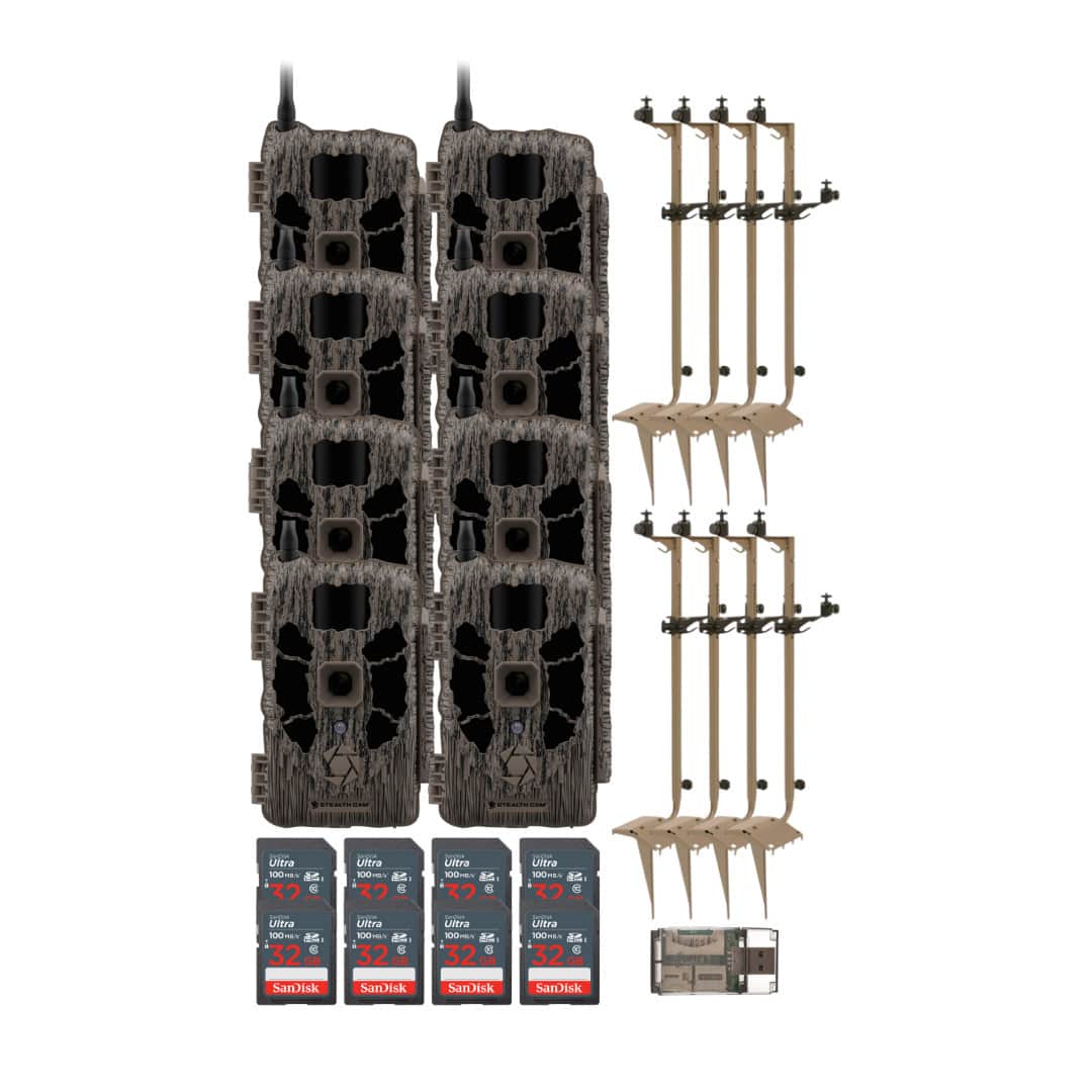 Stealth Cam - (Eight) DECEPTOR MAX 40MP Trail Camera  with Dual Camera Ground Mount 32GB Memory Card and Card Reader