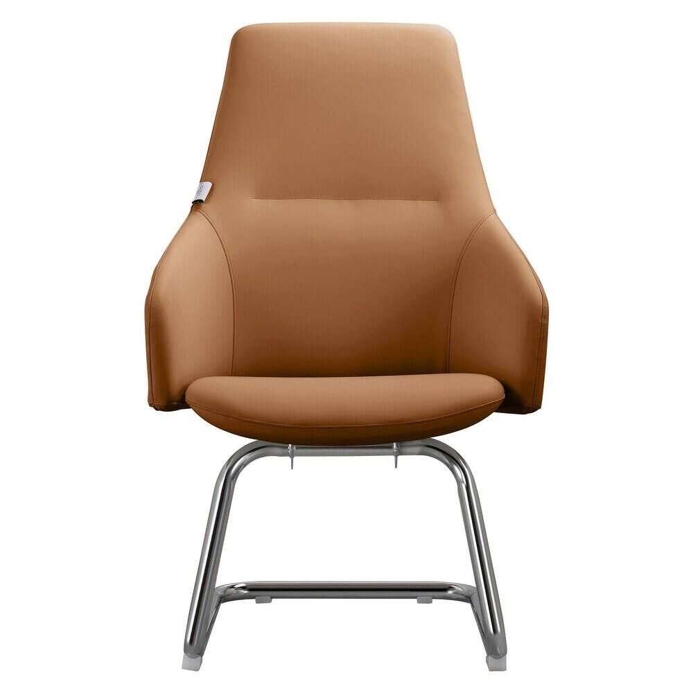 Alt View 2. LeisureMod - Celeste Office Chair Upholstered in Leather with Iron Frame Ergonomic Desk Chair for Home Office and Task Seating - Acorn Brown.